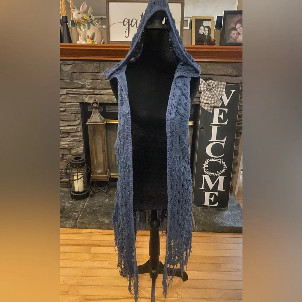 Free People Crazy Love Open Knit Fringe Vest